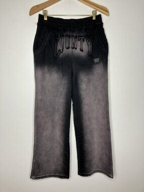 COUNTY FB Women's Medium Black Gray Ombre Wide Leg Sweatpants